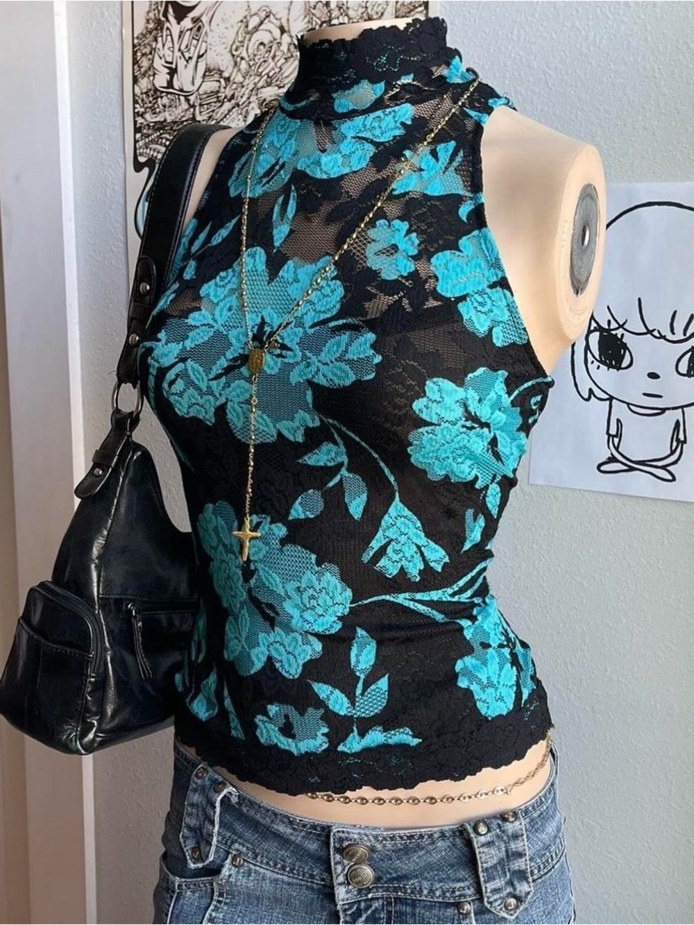 Cache Lace Turtleneck Cami